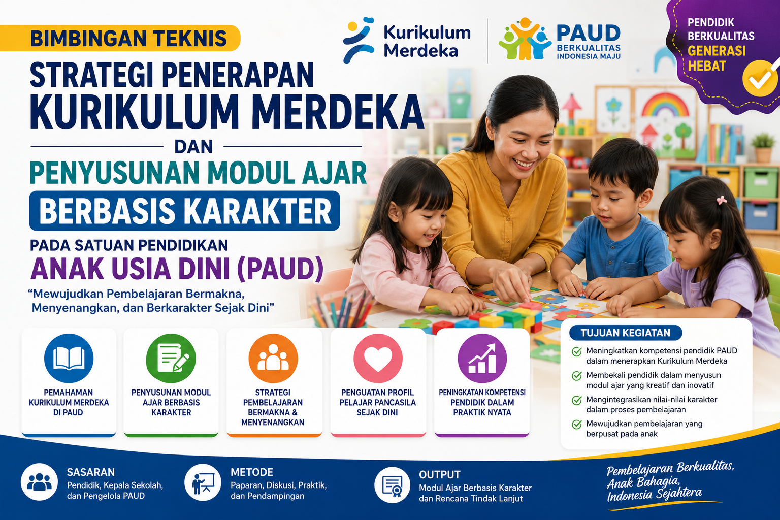 Bimbingan Teknis Strategi Penerapan Kurikulum Merdeka dan Penyusunan Modul Ajar Berbasis Karakter pada Satuan Pendidikan Anak Usia Dini (PAUD)